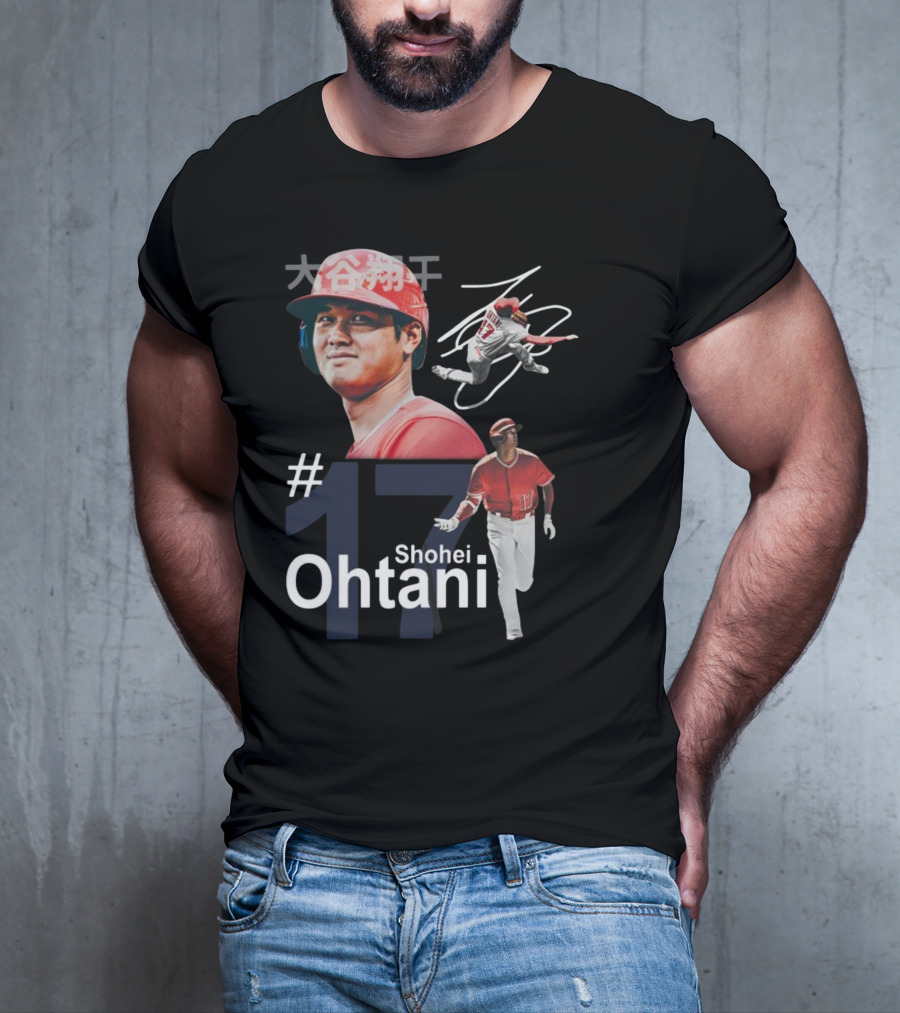 Shohei Ohtani Dynamic #17 Action Poses And Japanese Text T-Shirt