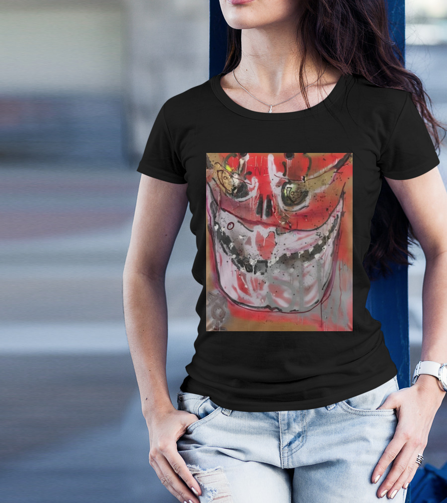 Mutant Ochre Skull Graffiti Drip T-Shirt