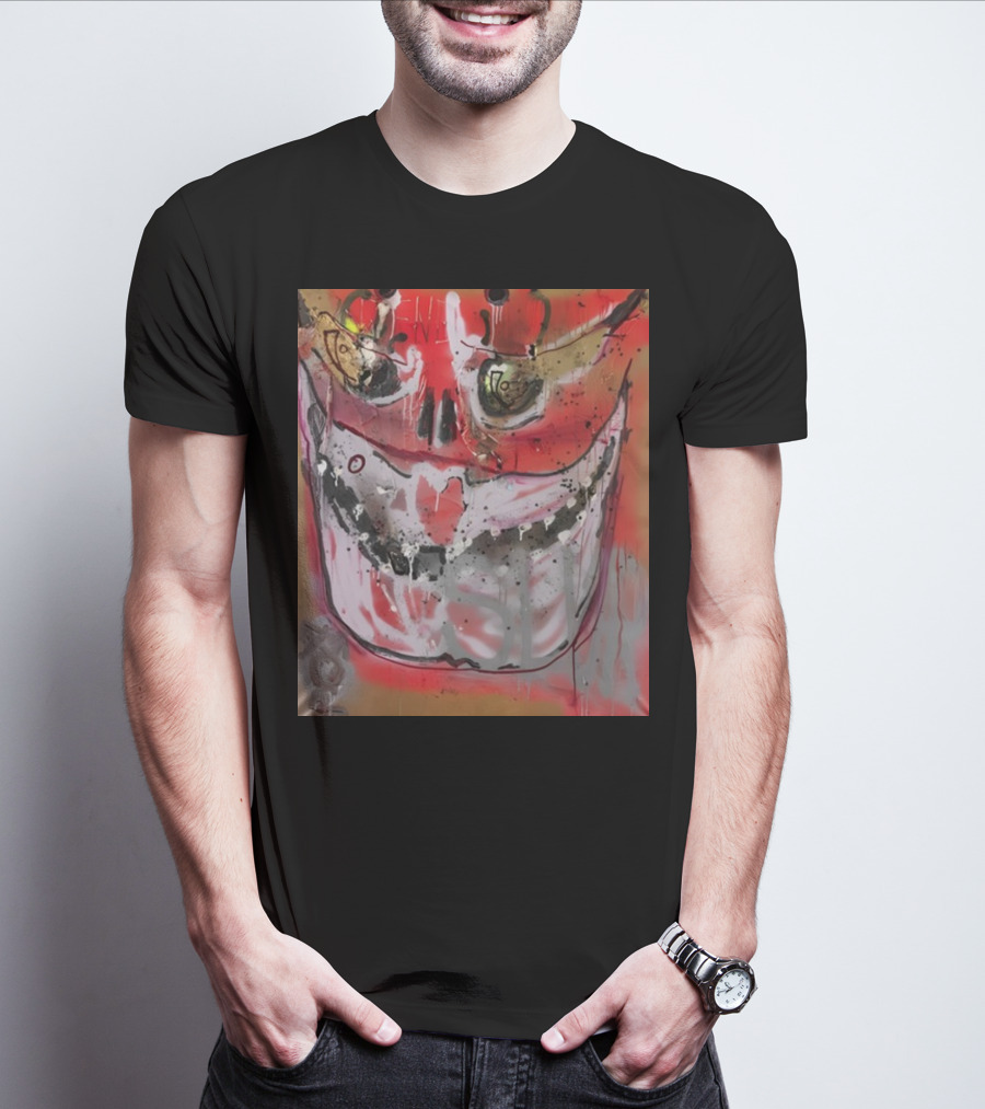 Mutant Ochre Skull Graffiti Drip T-Shirt