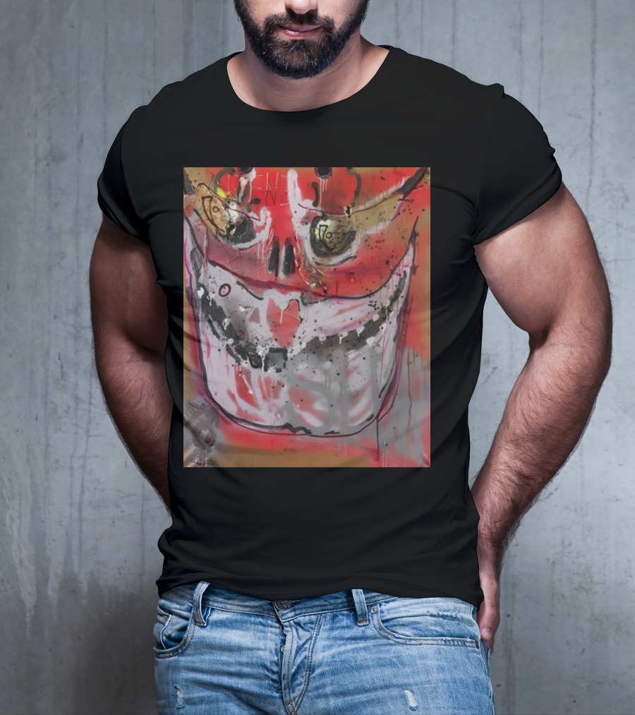 Mutant Ochre Skull Graffiti Drip T-Shirt