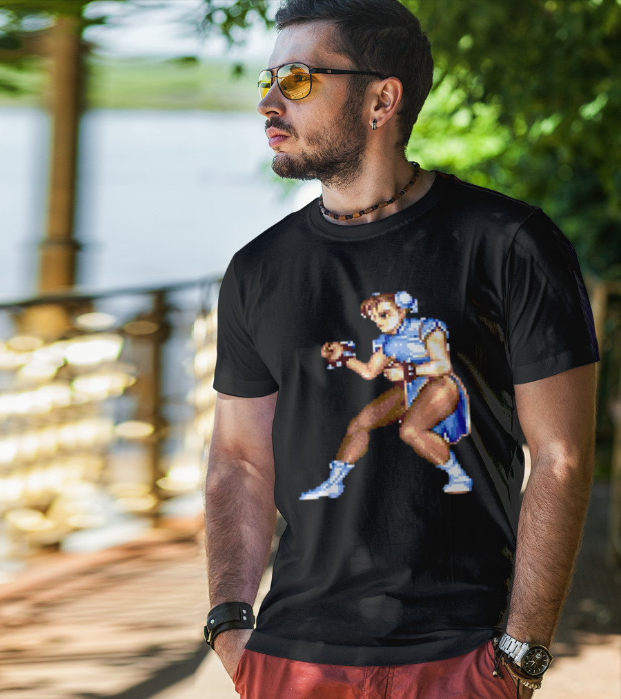 Street Fighter II Chun Li Classic Pixel T-Shirt