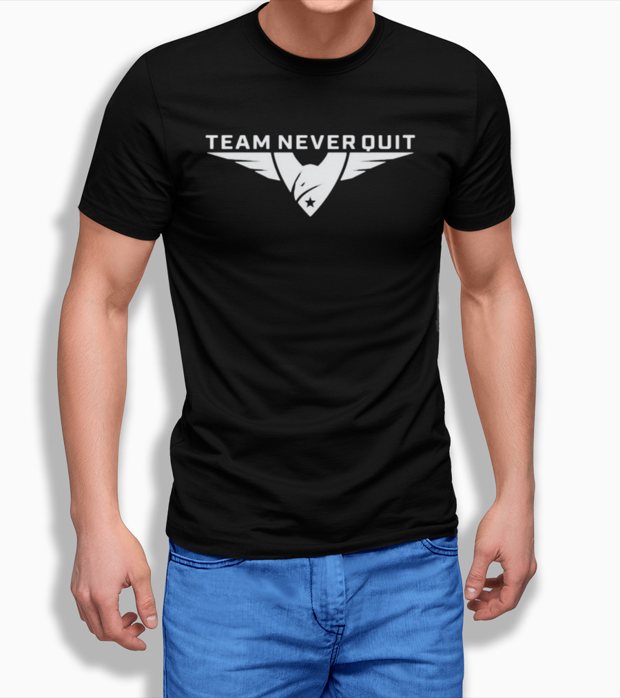 Team Never Quit Eagle Wings Logo With Star Badge T-Shirt