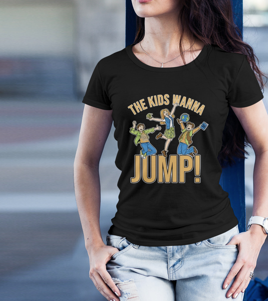 The Kids Wanna Jump Enthusiastically With Books And Globe T-Shirt