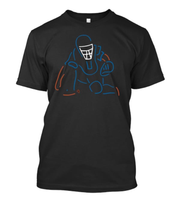 Custom Catcher's Neon Baseball Gear Outline T-Shirt