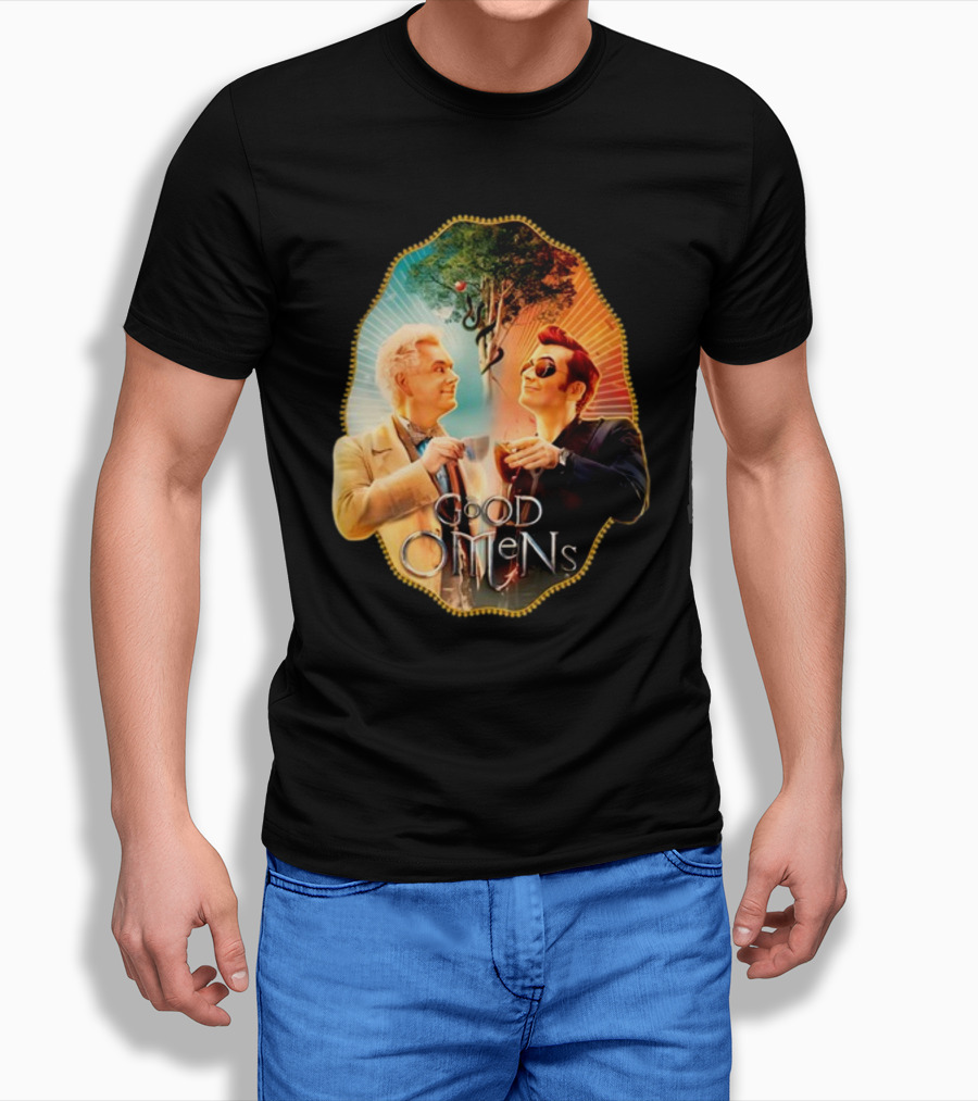 Good Omens A Toast To The World With Angel And Demon Under Tree T-Shirt