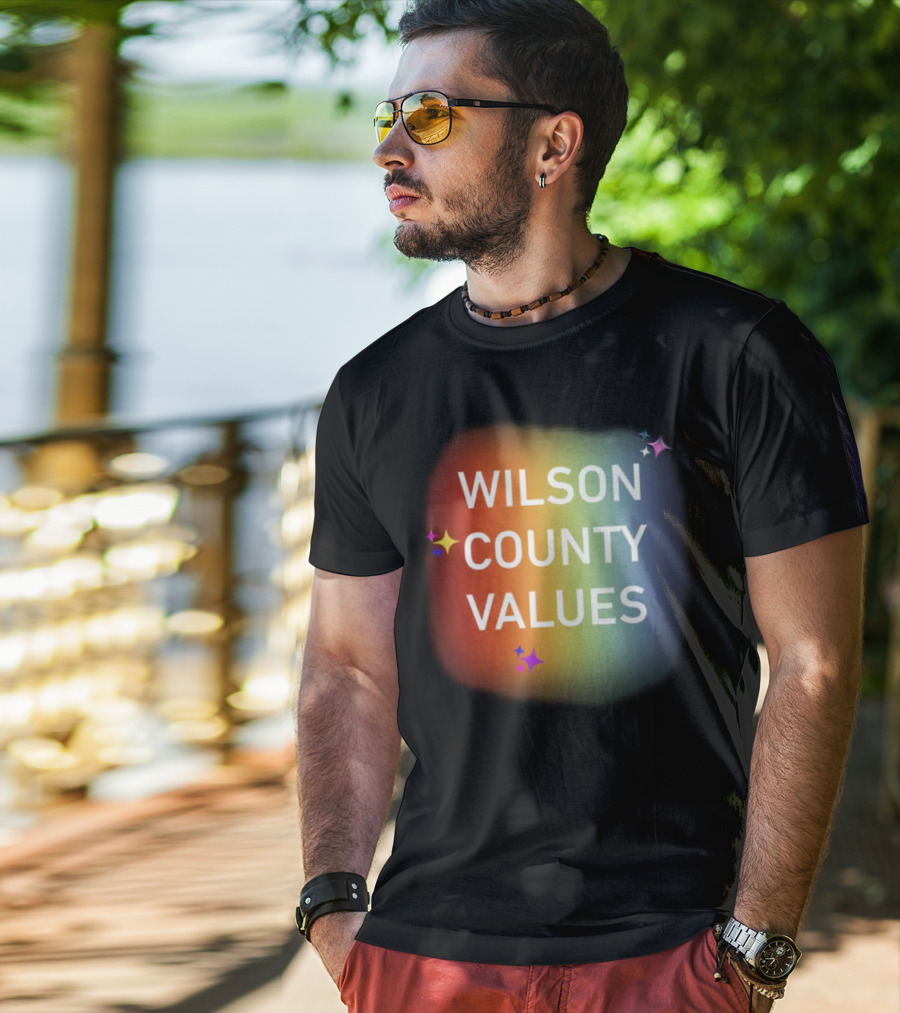 WILSON COUNTY VALUES Rainbow Colors With Stars T-Shirt
