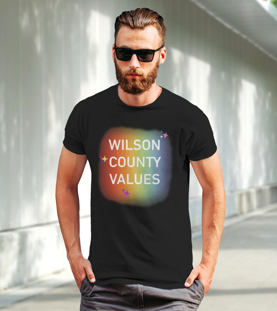 WILSON COUNTY VALUES Rainbow Colors With Stars T-Shirt