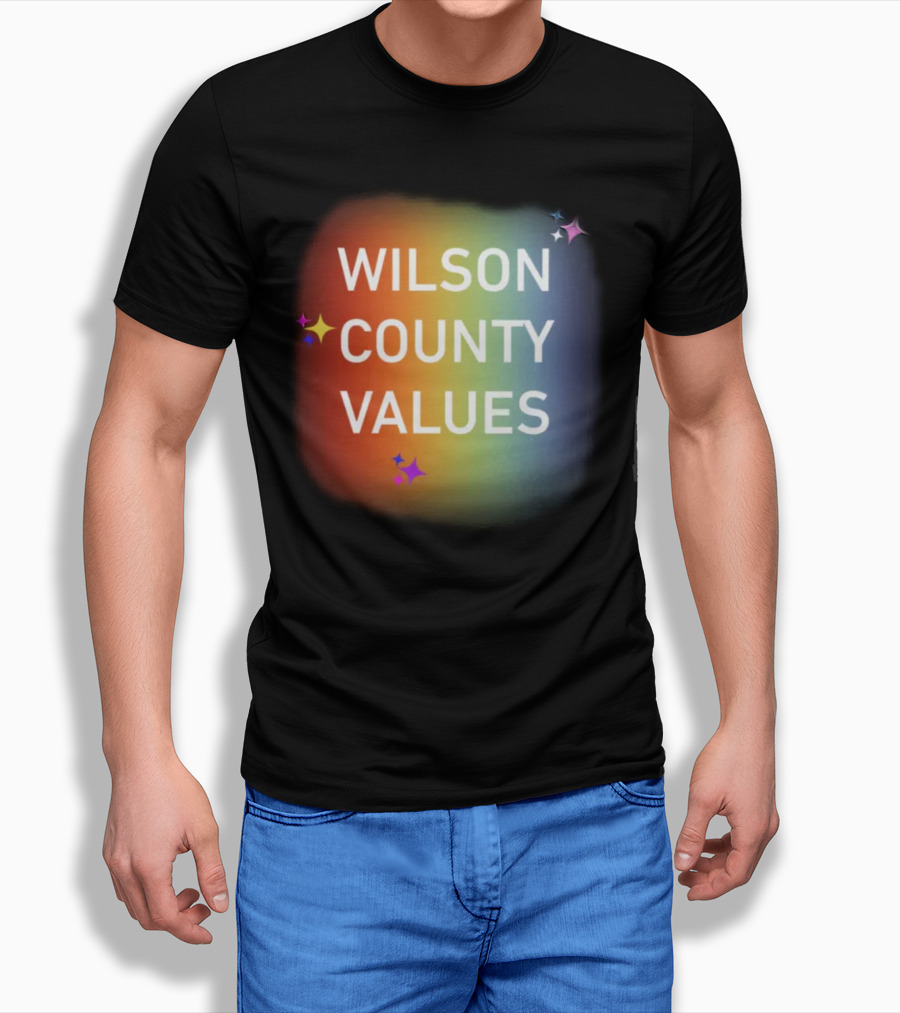 WILSON COUNTY VALUES Rainbow Colors With Stars T-Shirt