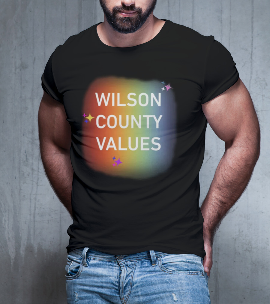 WILSON COUNTY VALUES Rainbow Colors With Stars T-Shirt