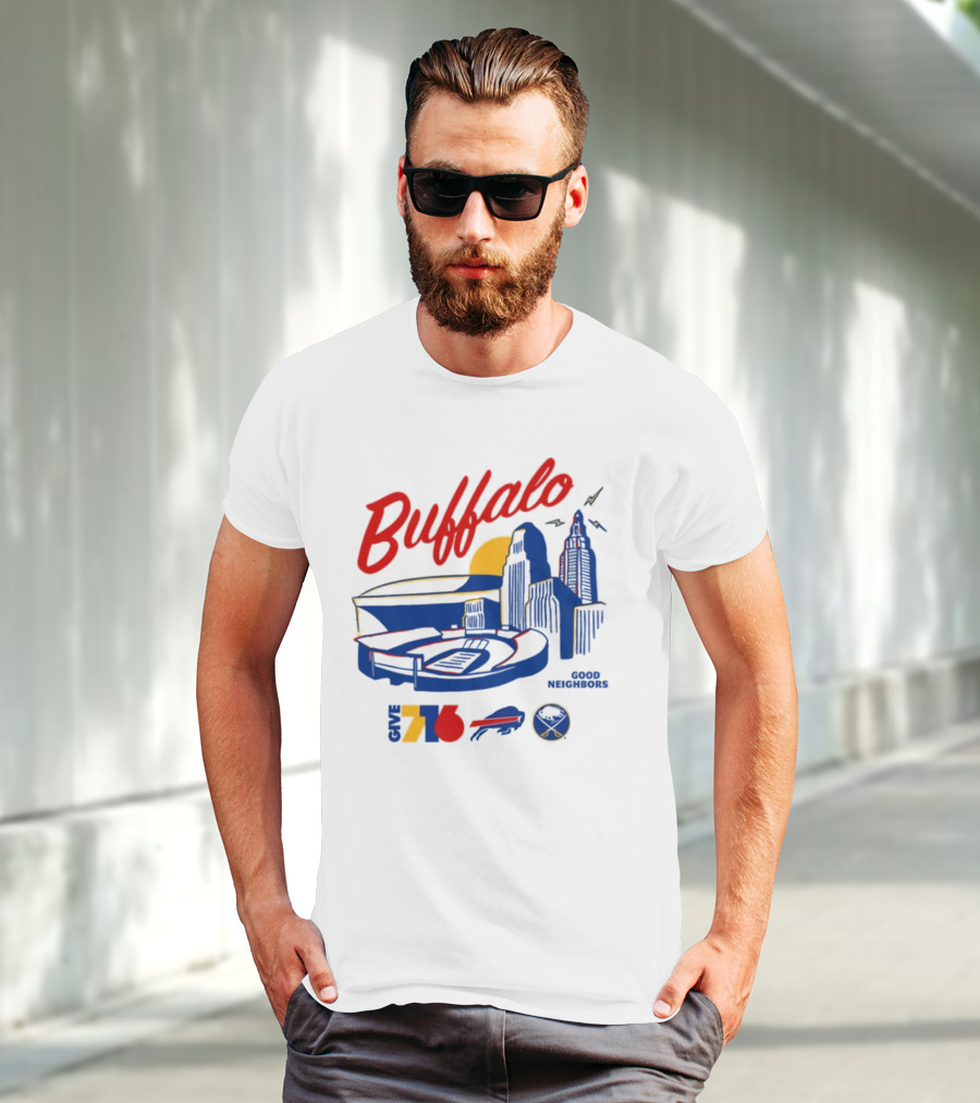 Buffalo Good Neighbors Skyline Give 716 Sabres Bills Elements T-Shirt