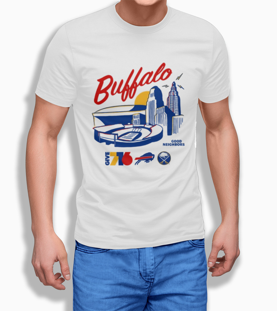 Buffalo Good Neighbors Skyline Give 716 Sabres Bills Elements T-Shirt