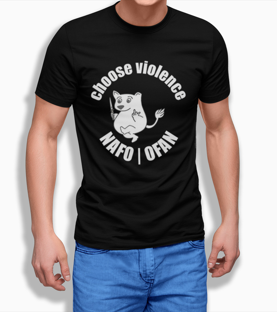 Choose Violence Nafo Ofan Knife-Wielding Cartoon Character T-Shirt