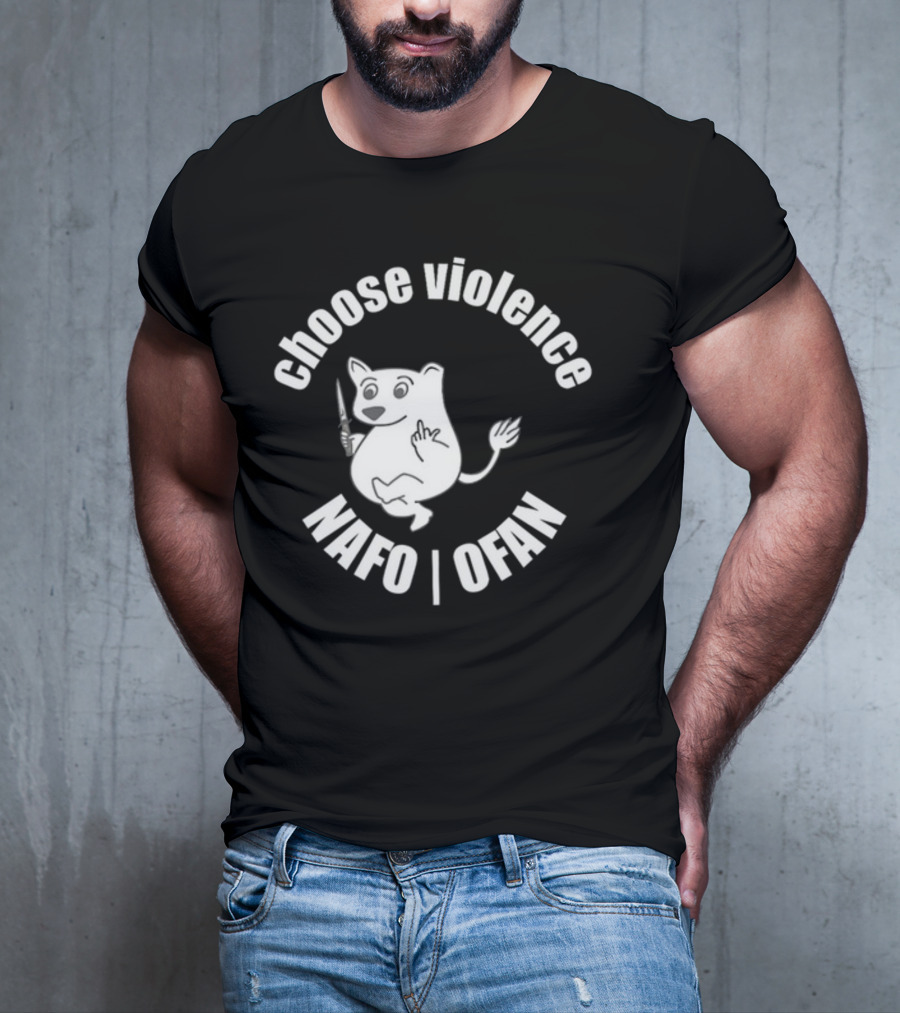 Choose Violence Nafo Ofan Knife-Wielding Cartoon Character T-Shirt