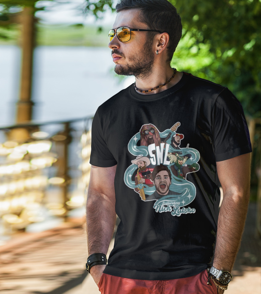 Nick Lutsko SNL Saturday Characters With Guitar And Microphone T-Shirt