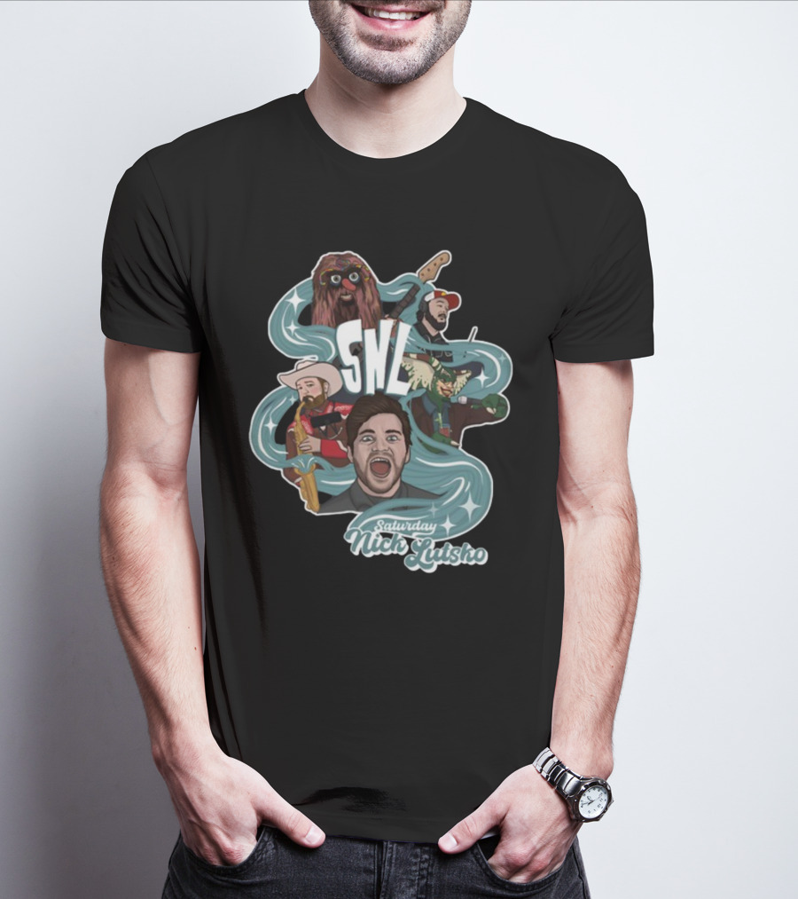 Nick Lutsko SNL Saturday Characters With Guitar And Microphone T-Shirt