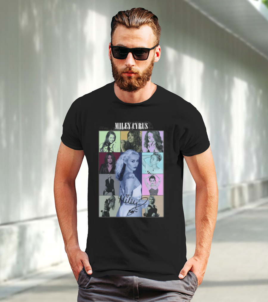 Miley Cyrus Collage With Autograph And Eras Tour T-Shirt