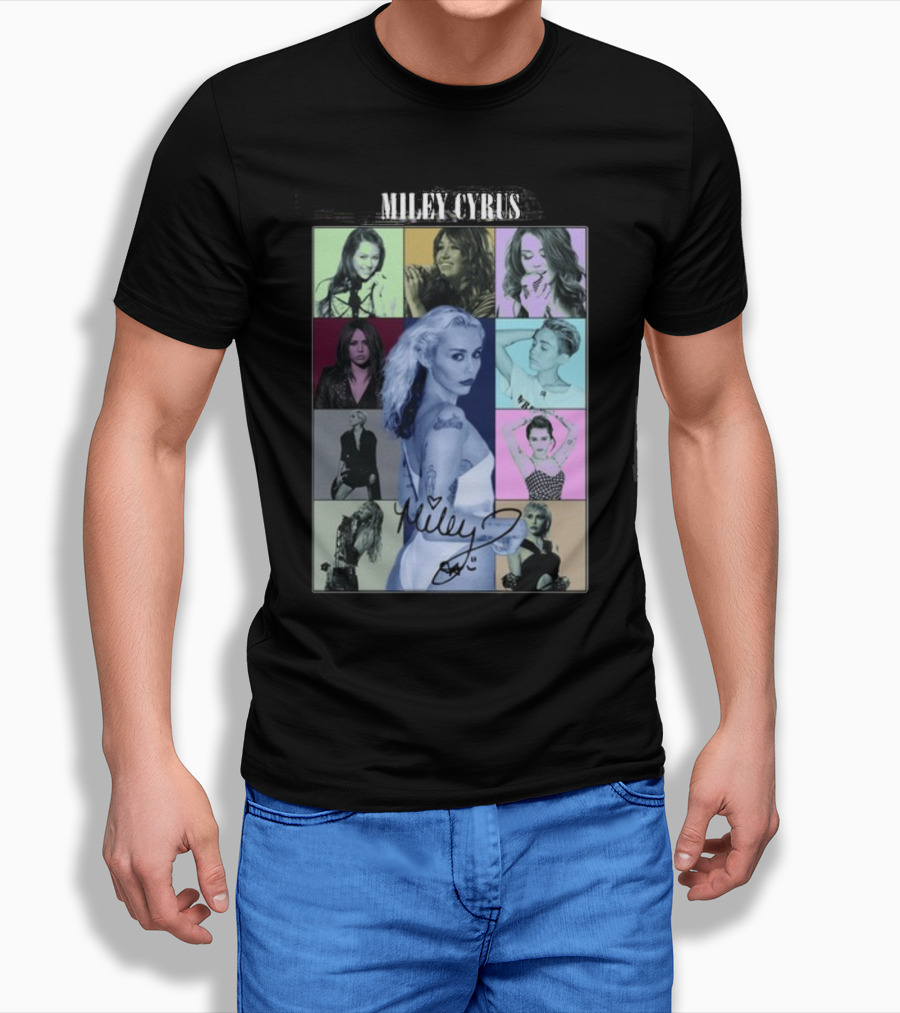 Miley Cyrus Collage With Autograph And Eras Tour T-Shirt