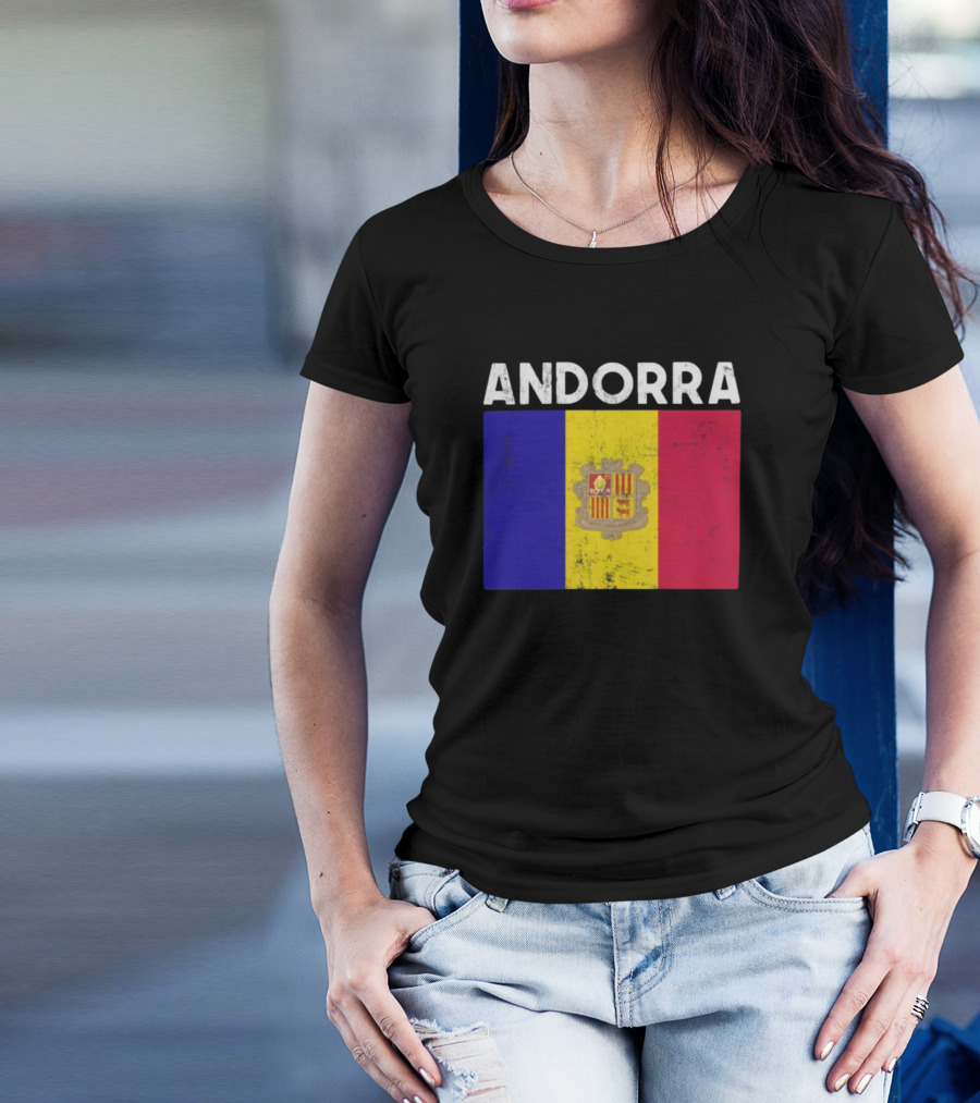 ANDORRA Flag Andorra4032 Iconic Symbol Emblem T-Shirt