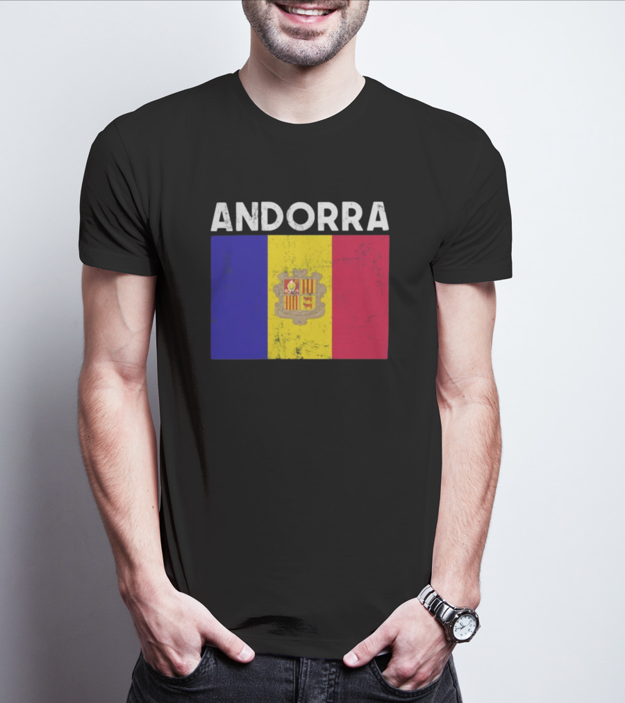 ANDORRA Flag Andorra4032 Iconic Symbol Emblem T-Shirt