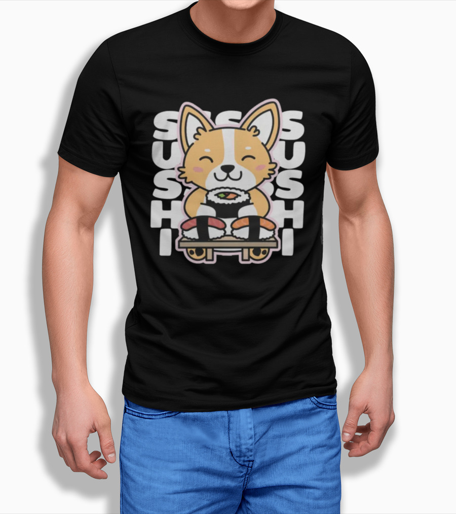 Kawaii Sushi Corgi Cute Anime Dog Japanese Sushi T-Shirt