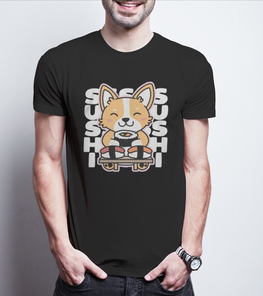 Kawaii Sushi Corgi Cute Anime Dog Japanese Sushi T-Shirt
