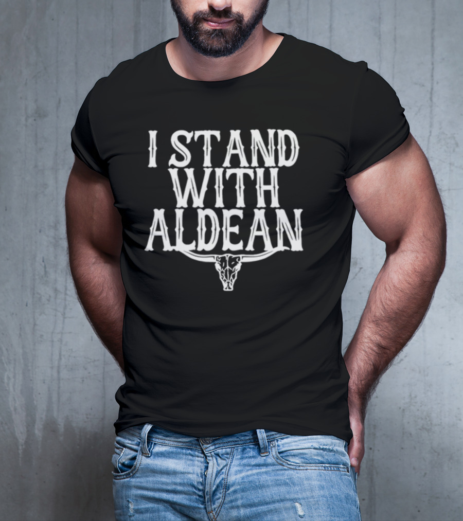 I Stand With Aldean Irishpeachbackup Longhorn Skull T-Shirt