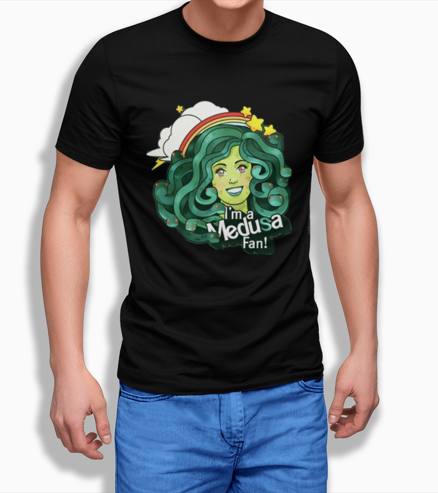 Harebraineddesign I'm A Medusa Fan Rainbow Clouds Stars T-Shirt
