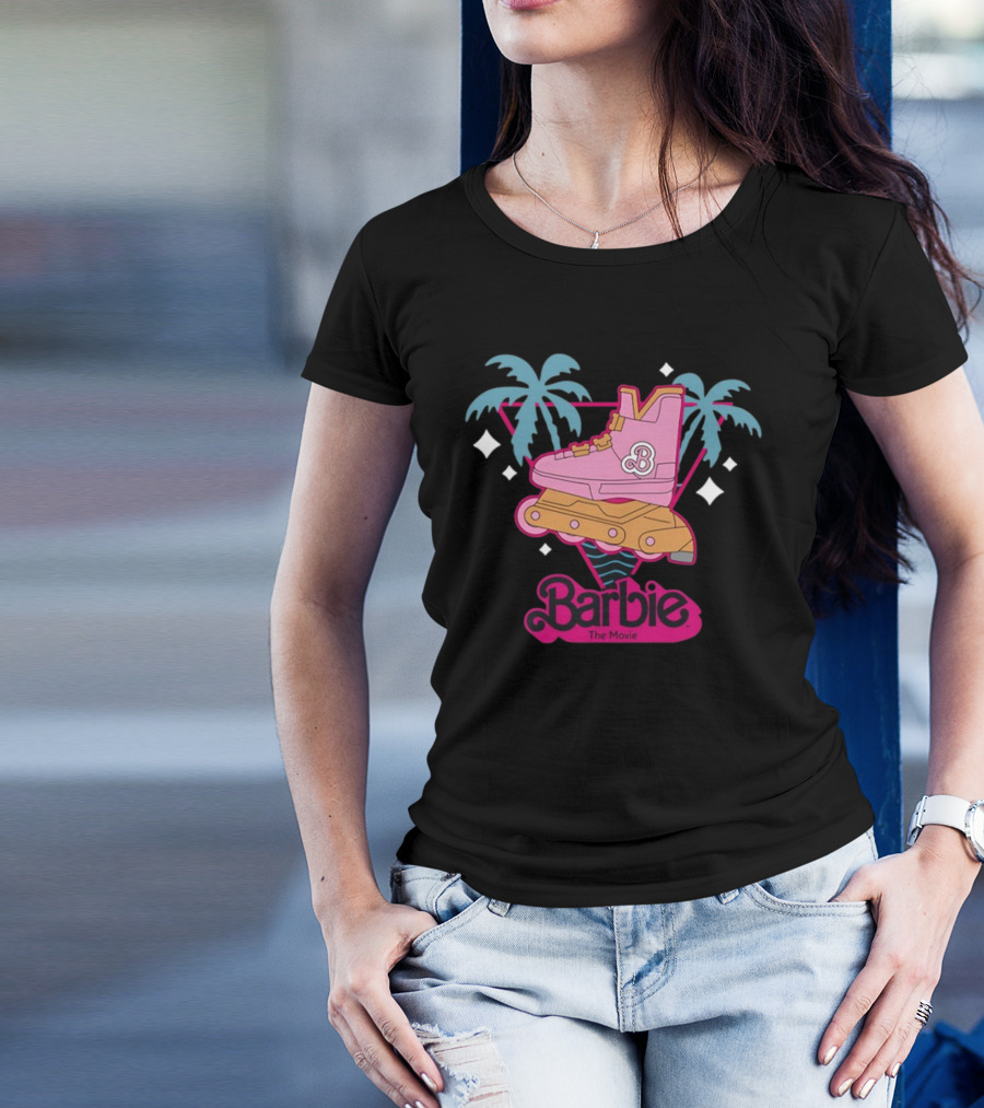 Barbie The Movie Tropical Rollerblade Palm Trees T-Shirt