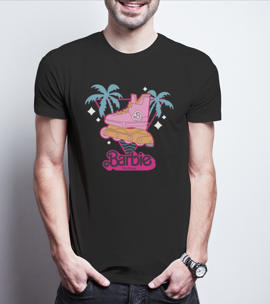 Barbie The Movie Tropical Rollerblade Palm Trees T-Shirt