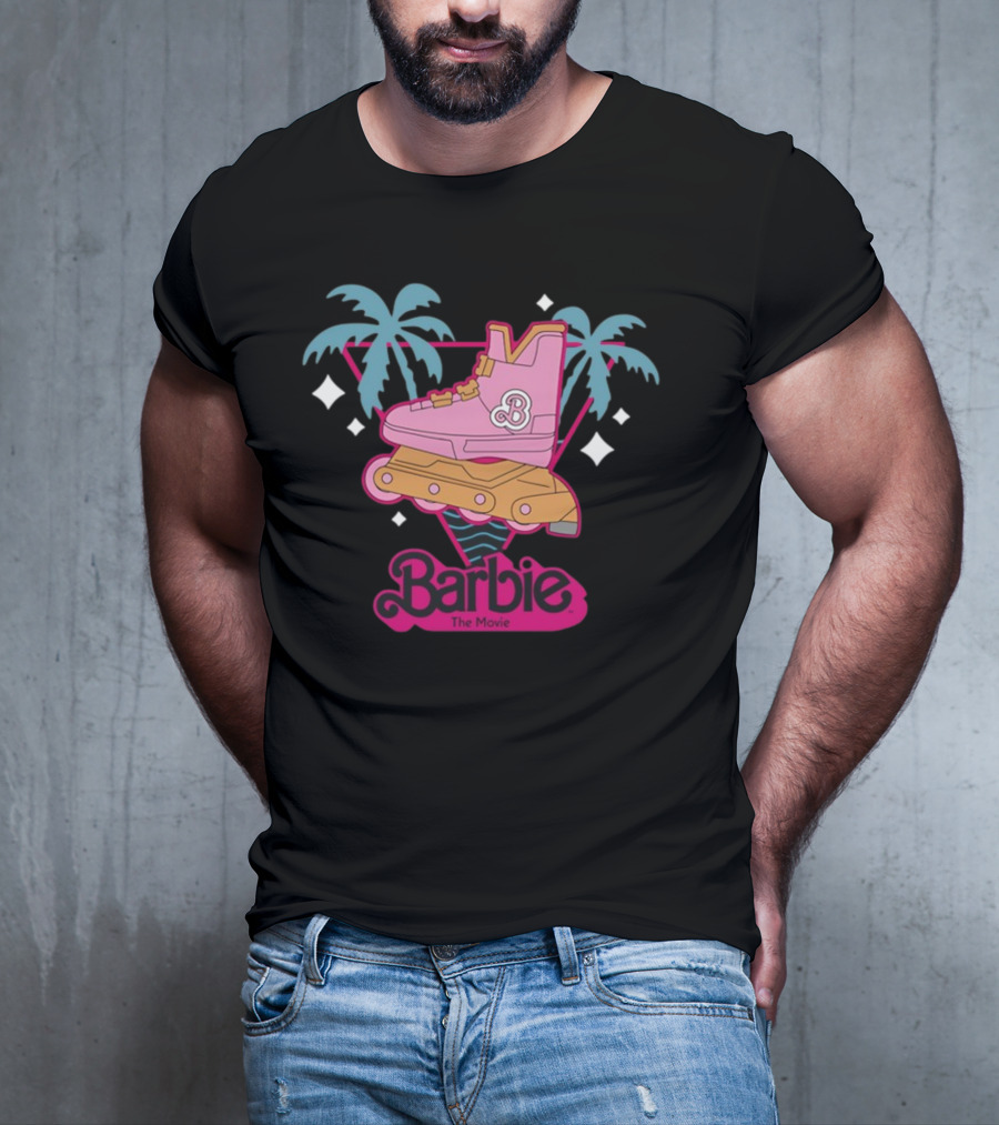 Barbie The Movie Tropical Rollerblade Palm Trees T-Shirt