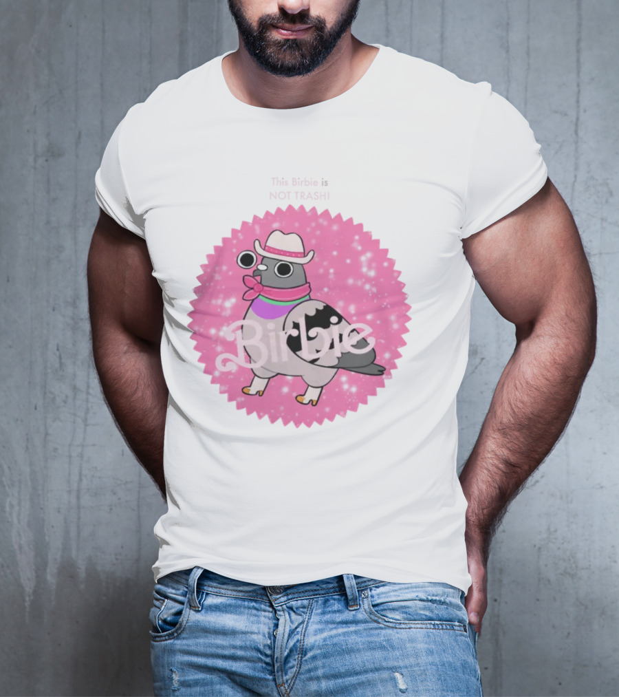 This Birbie Is Not Trash Birbie Pink Sparkle Cowboy Hat Pigeon T-Shirt