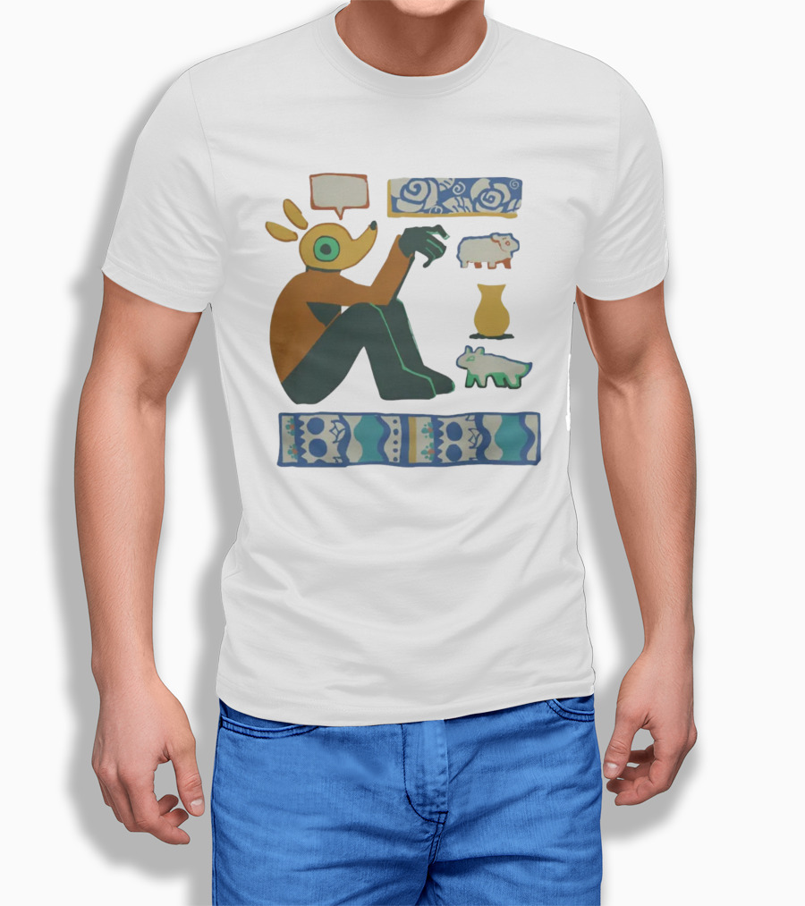 Trickleyt Homunculus Deer Character With Floral And Sheep T-Shirt
