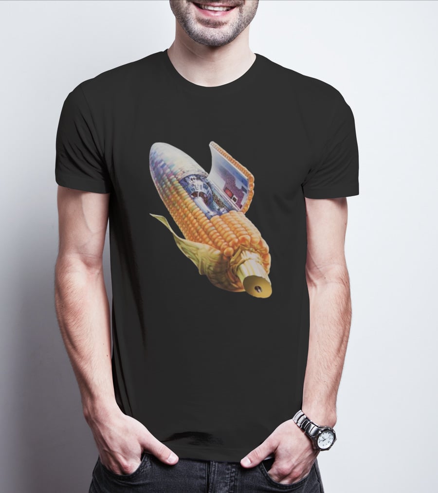70s Sci-Fi Corn Grass Spacecraft Hybrid T-Shirt