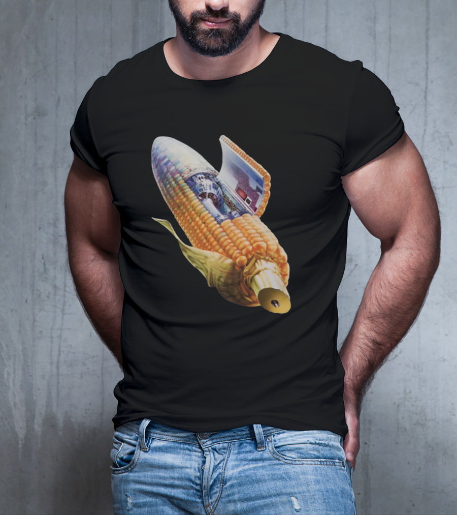 70s Sci-Fi Corn Grass Spacecraft Hybrid T-Shirt