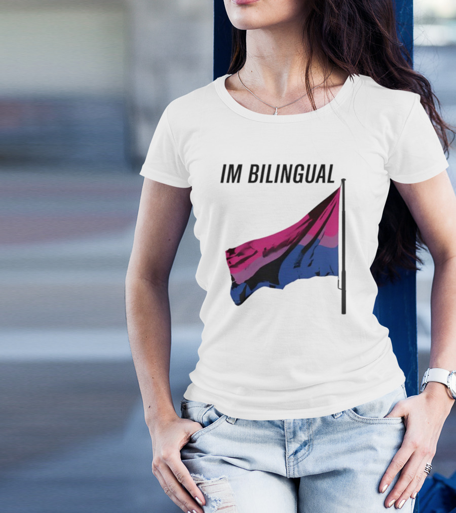 IM Bilingual Flag With Pink Purple And Blue Stripes T-Shirt