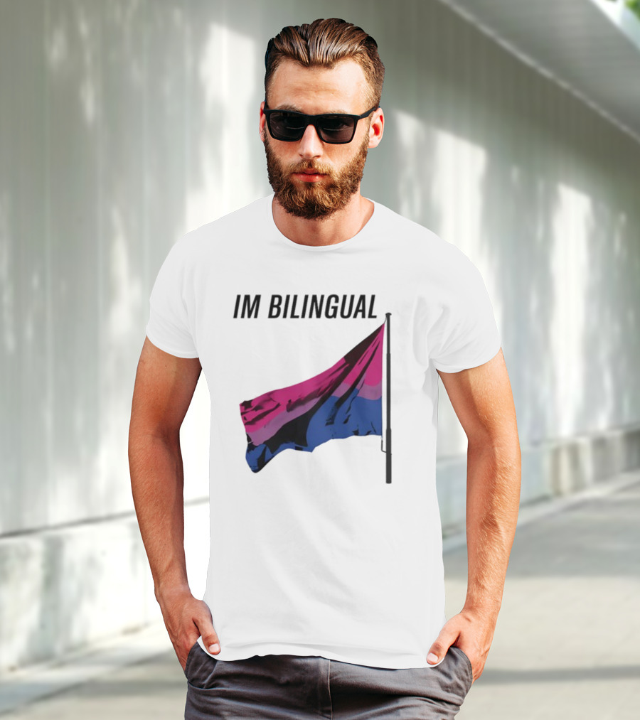 IM Bilingual Flag With Pink Purple And Blue Stripes T-Shirt
