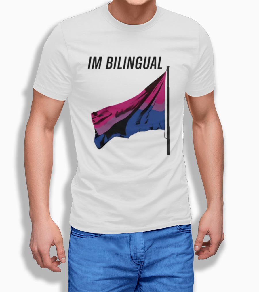 IM Bilingual Flag With Pink Purple And Blue Stripes T-Shirt