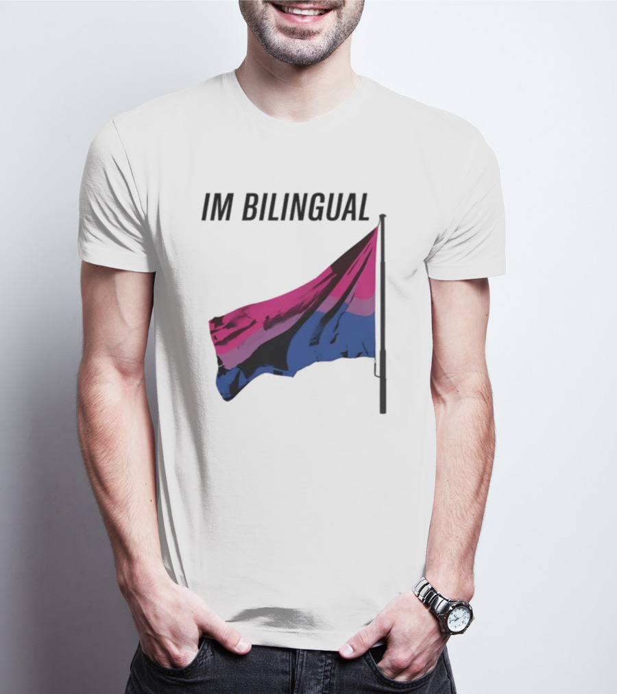 IM Bilingual Flag With Pink Purple And Blue Stripes T-Shirt