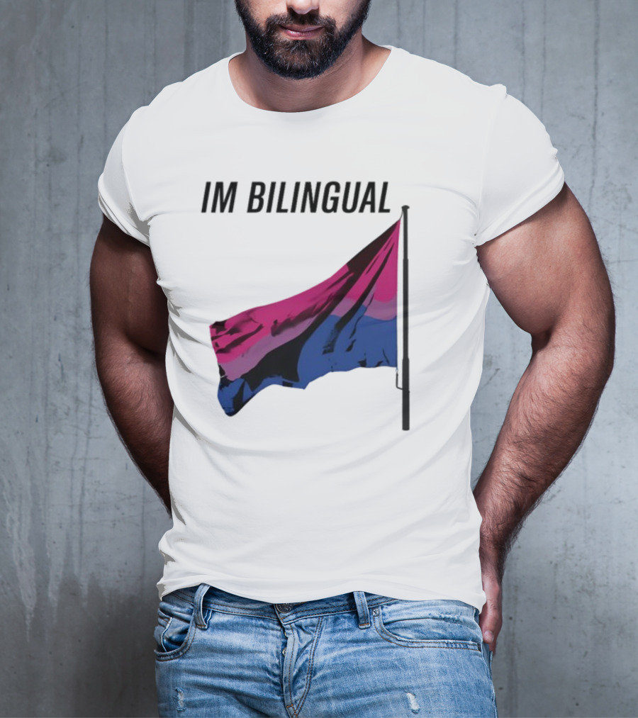 IM Bilingual Flag With Pink Purple And Blue Stripes T-Shirt