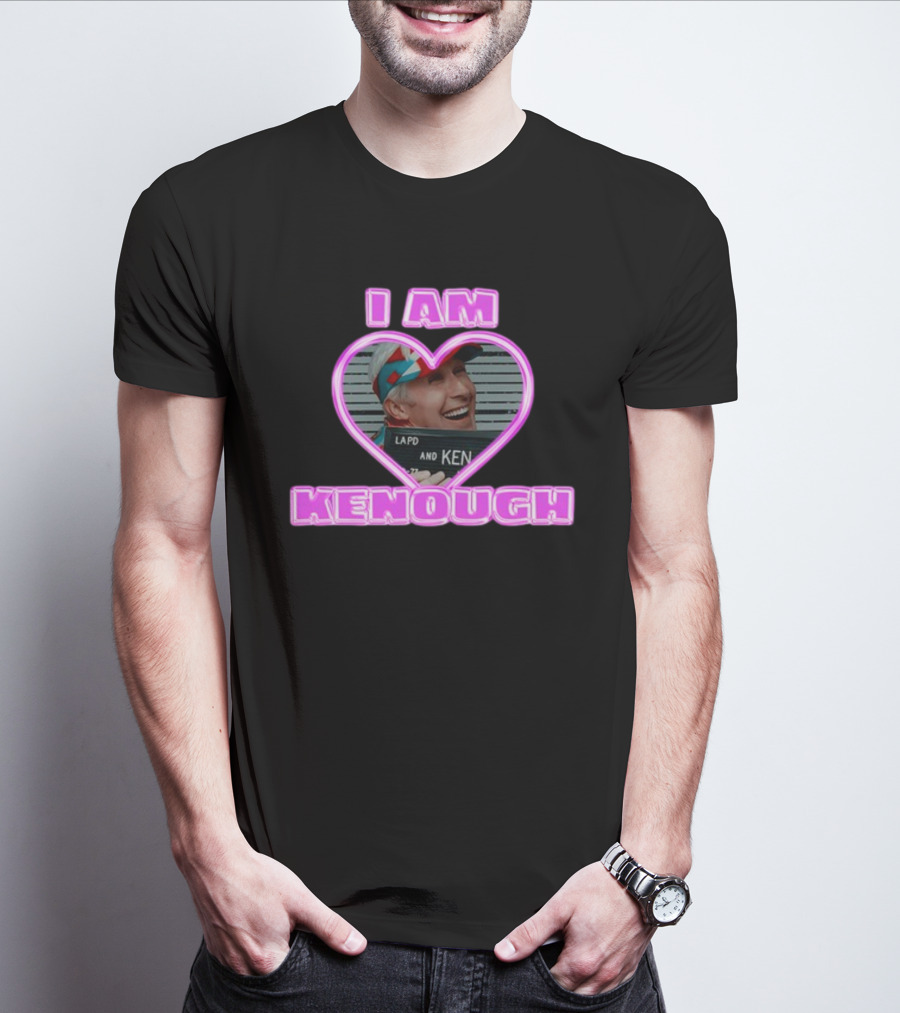 Sadstreet Ryan Gosling I Am Kenough LAPD Ken Mugshot Heart T-Shirt