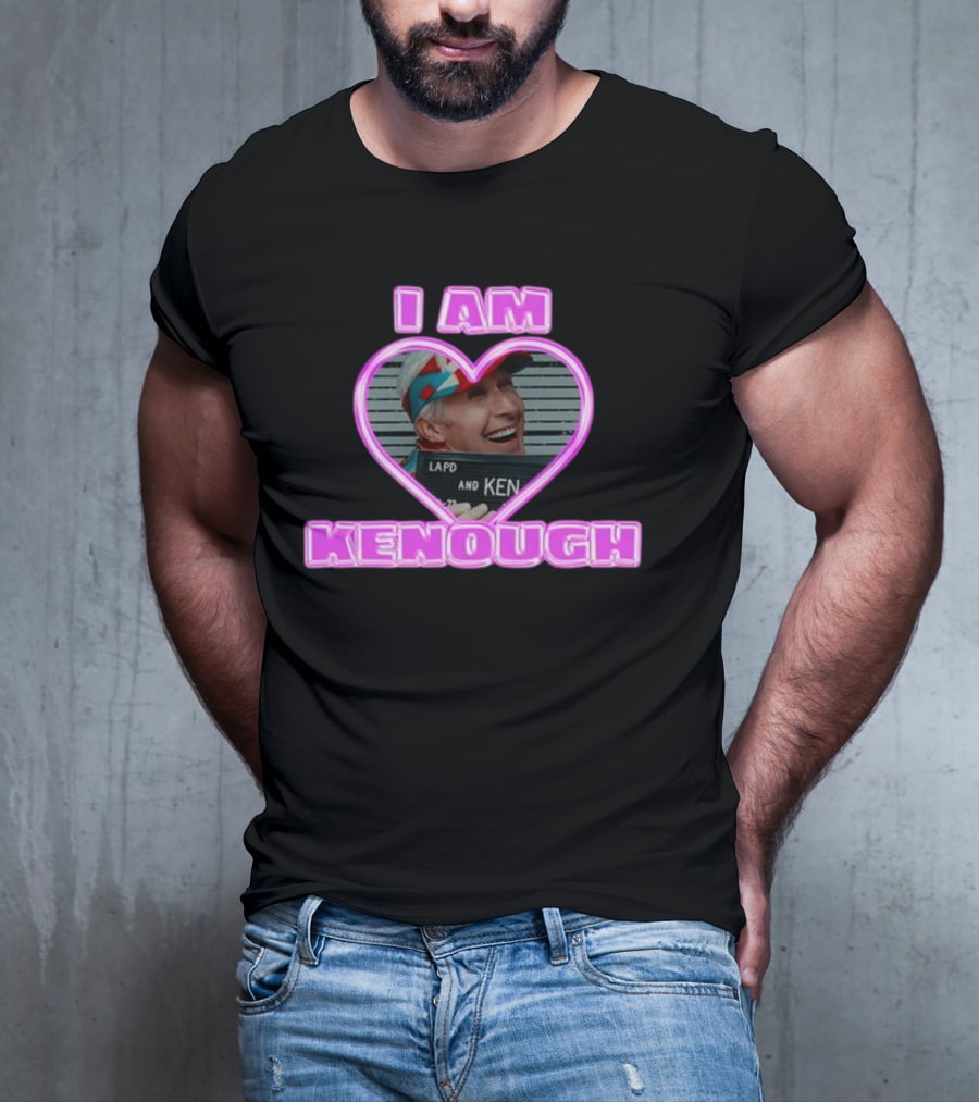 Sadstreet Ryan Gosling I Am Kenough LAPD Ken Mugshot Heart T-Shirt