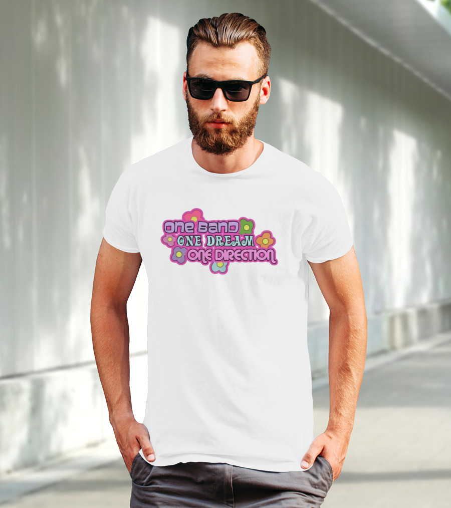 One Band One Dream One Direction Mustardyardpress Flowers T-Shirt