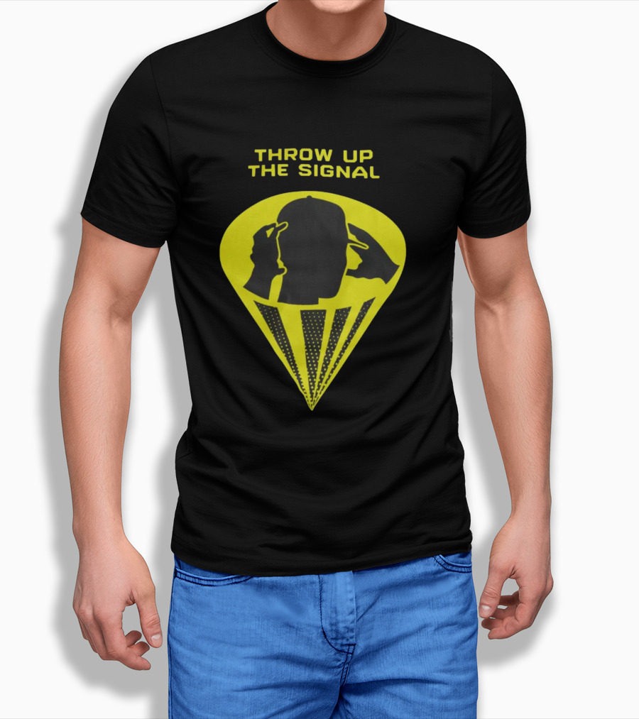 Trainboy100 Throw Up The Signal Iconic Head Silhouette With Light Beams T-Shirt