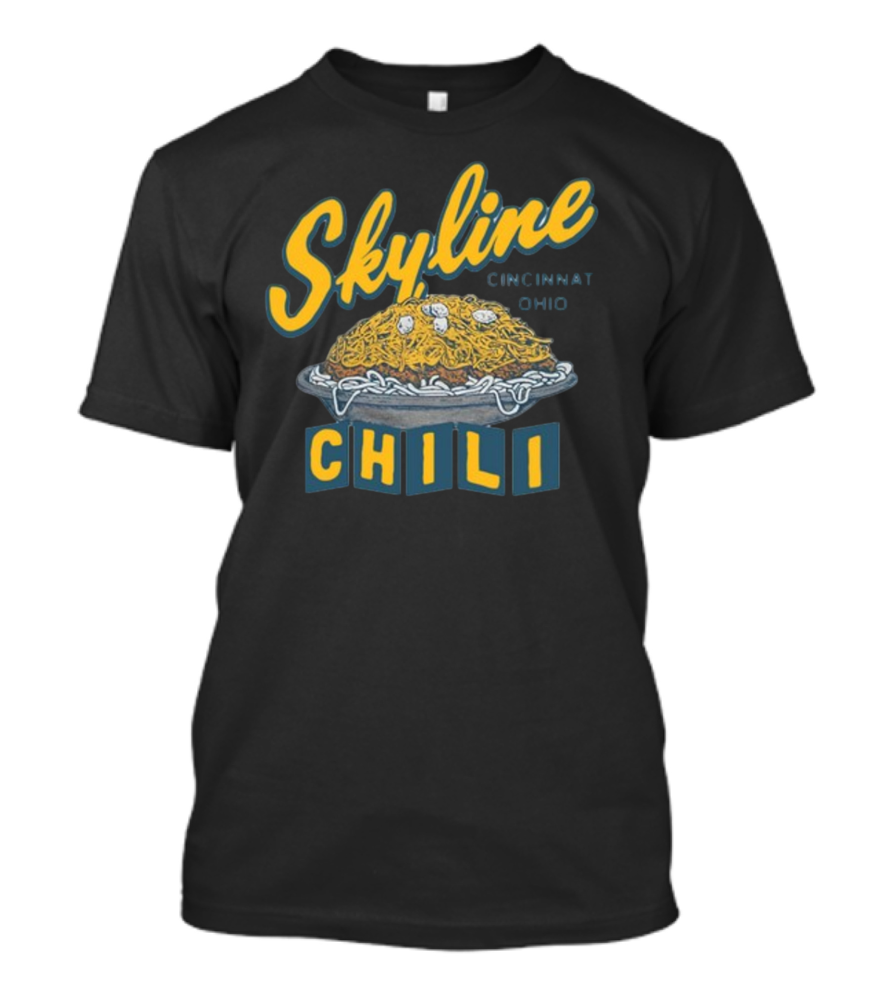 Skyline Chili Cincinnati Ohio Pop Culture Food Icon With Classic Spaghetti And Cheese Plate T-Shirt