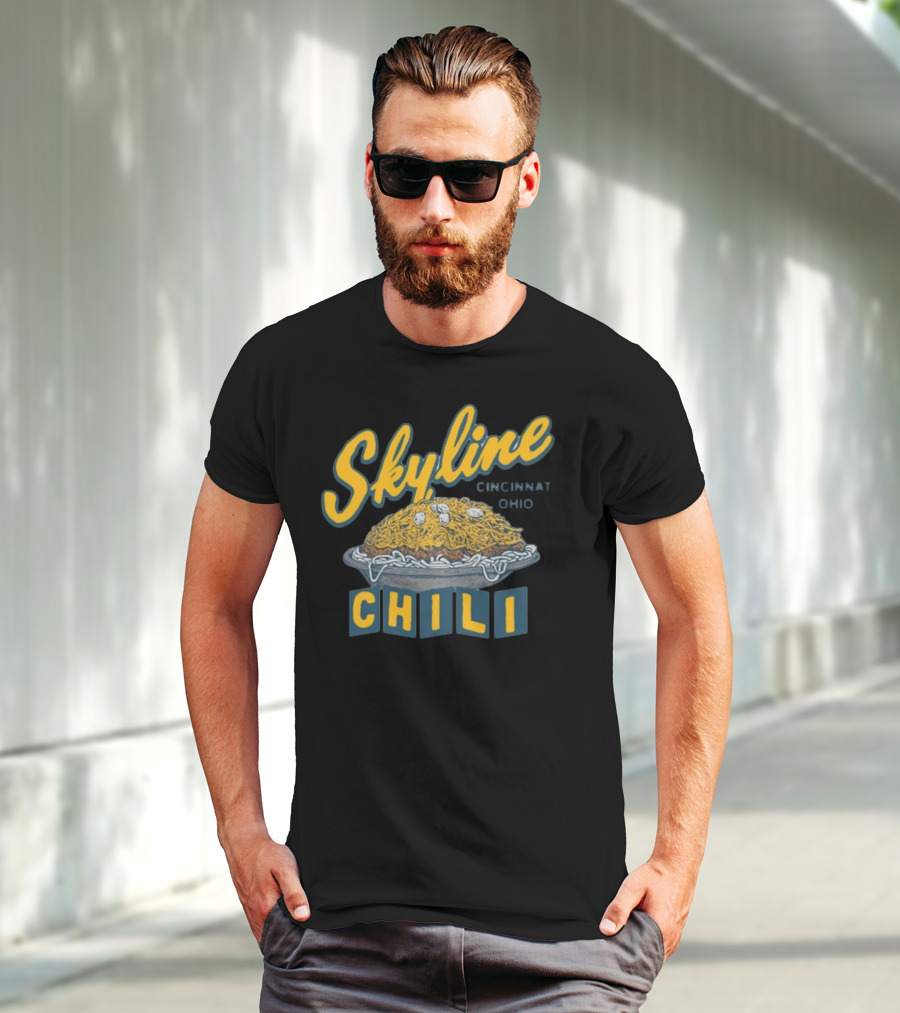 Skyline Chili Cincinnati Ohio Pop Culture Food Icon With Classic Spaghetti And Cheese Plate T-Shirt