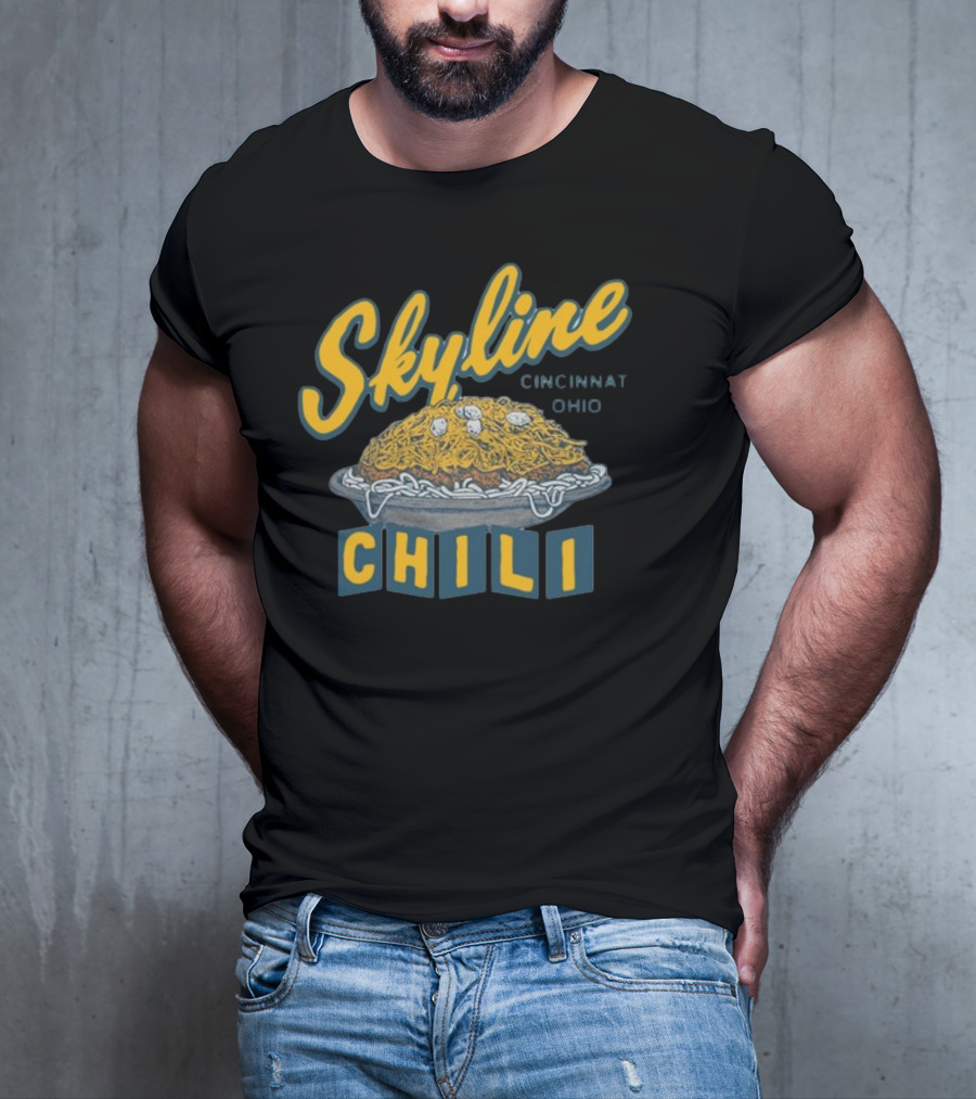 Skyline Chili Cincinnati Ohio Pop Culture Food Icon With Classic Spaghetti And Cheese Plate T-Shirt