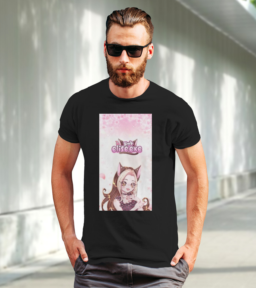 Elisedotexe Elise Exe Manga Character Aesthetic With Cat Ears And Sakura Blossoms T-Shirt