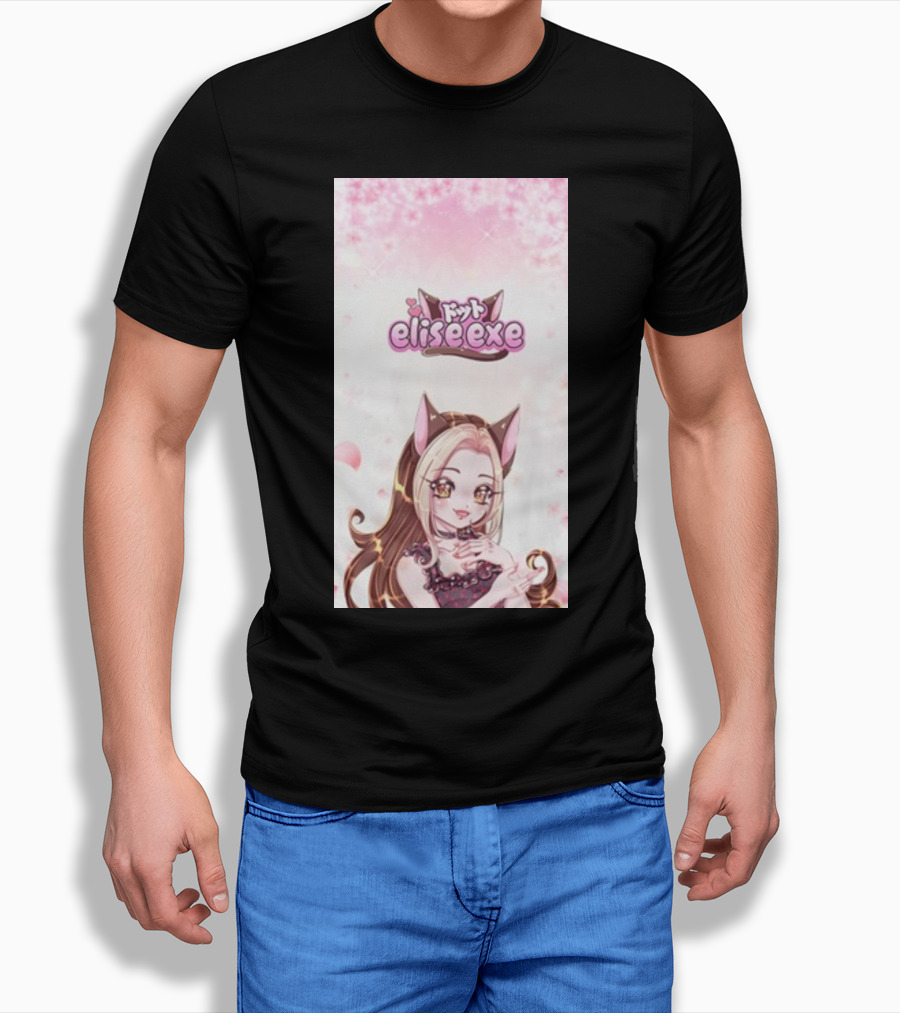 Elisedotexe Elise Exe Manga Character Aesthetic With Cat Ears And Sakura Blossoms T-Shirt