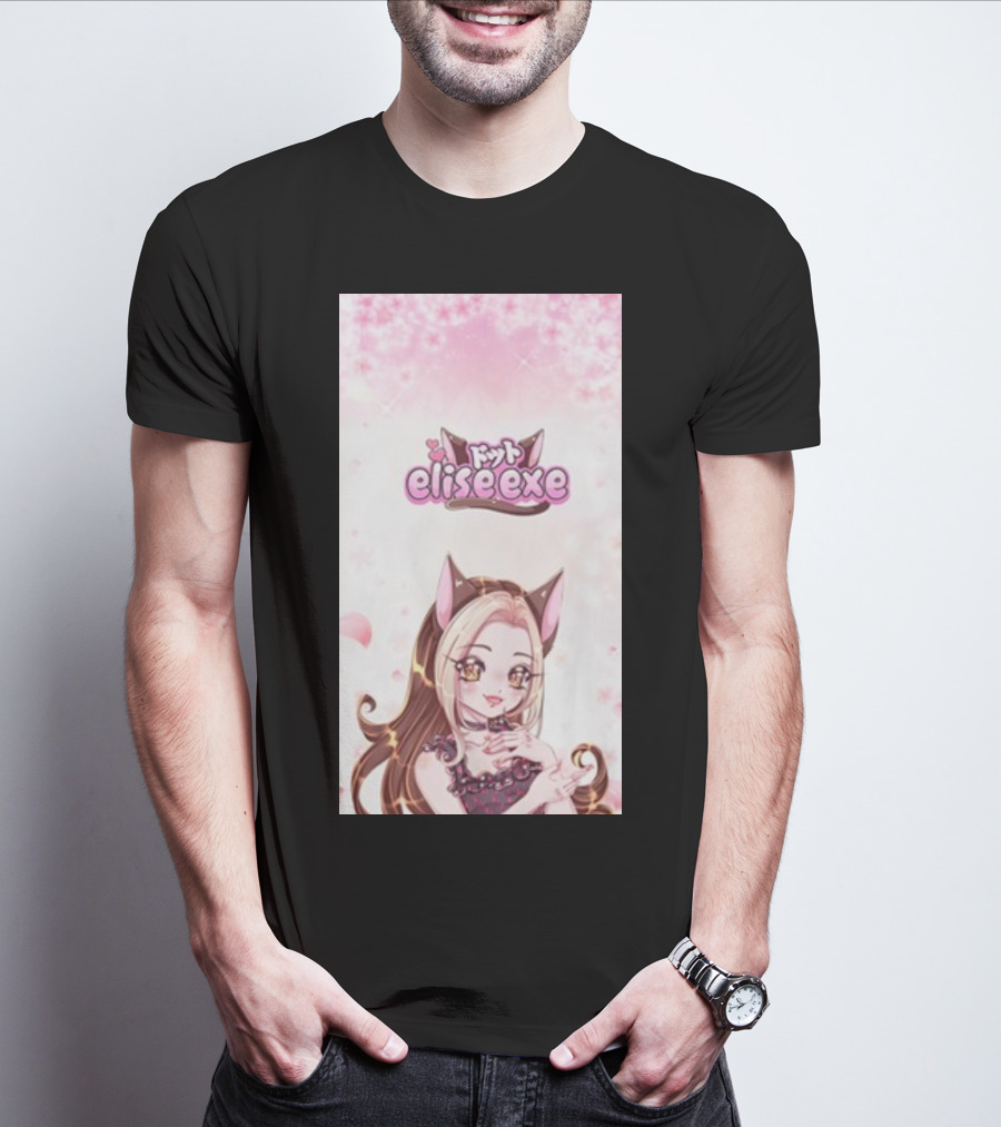 Elisedotexe Elise Exe Manga Character Aesthetic With Cat Ears And Sakura Blossoms T-Shirt