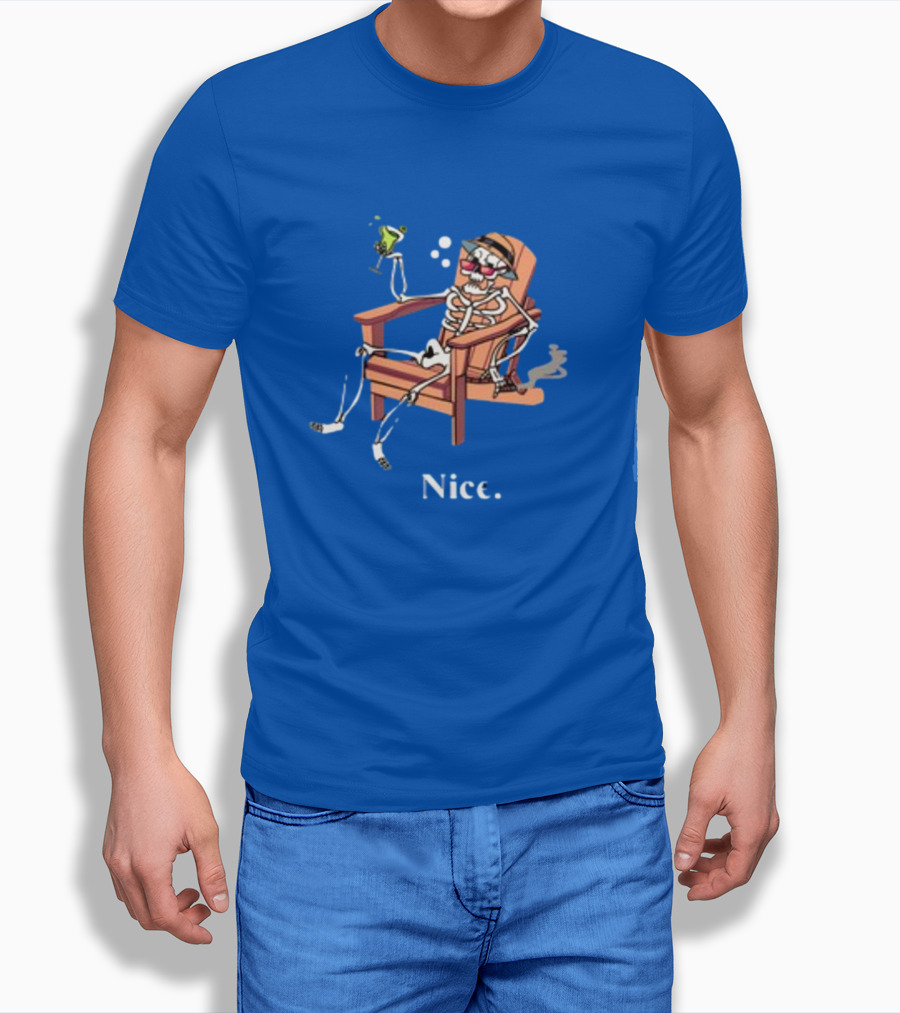 Ted Nivison Nice Skeleton In Beach Chair With Drink T-Shirt